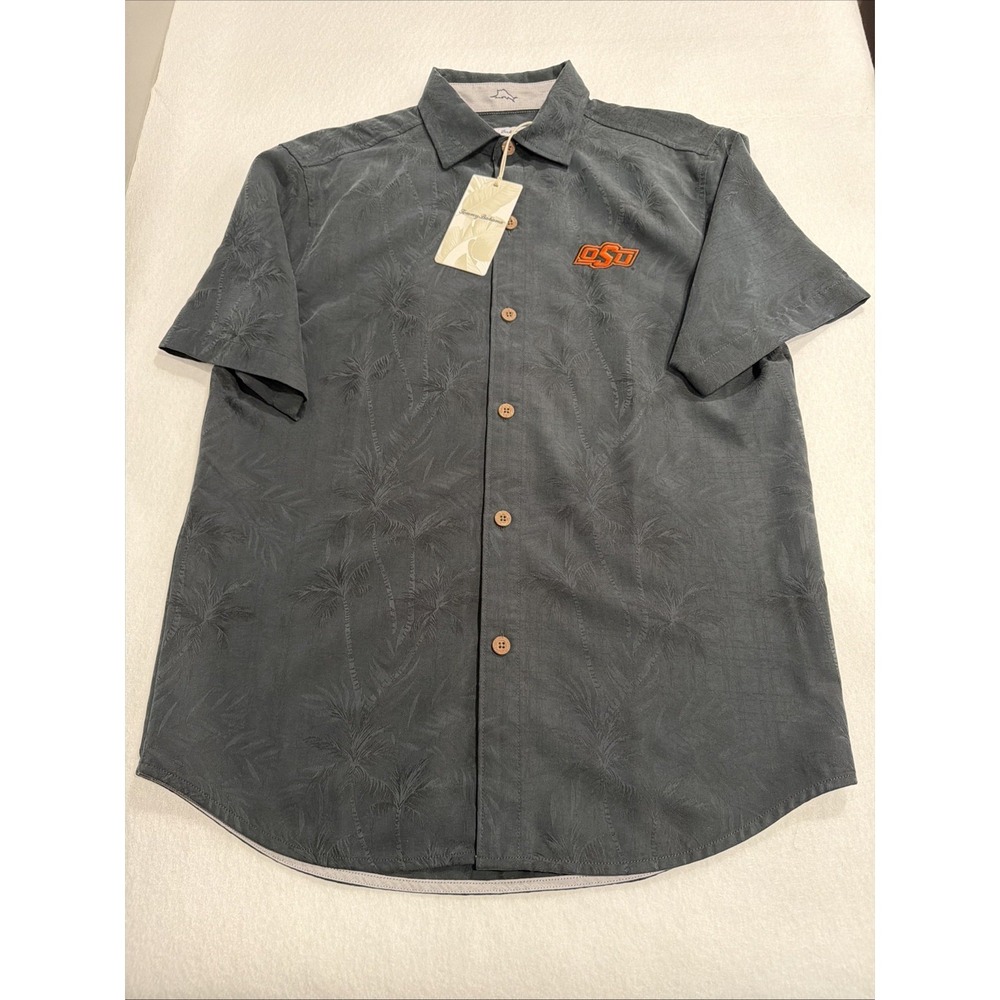 Tommy Bahama Men's S Oklahoma State University Button Up Short Sleeve Black